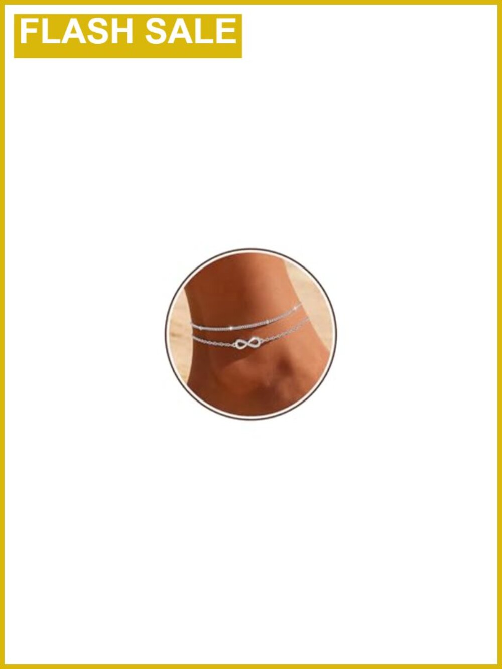 Sterling Silver Gold Plated Layered Ankle Bracelet with Infinity Charm
